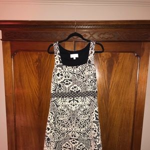 Black and white patterned Anthropologie dress